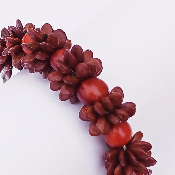 KOA SEEDS SHELLS BRACELET gray brown silvertone box clasp handmade - Picture 3 of 6